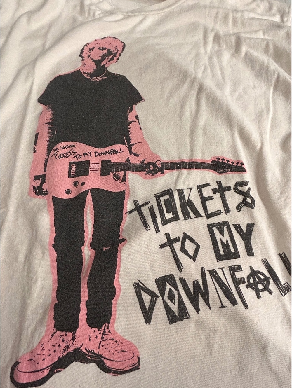 Tultex Large White Graphic T-Shirt with Pink and Black 'Tick - Picture 4 of 8